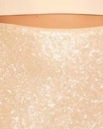 Sequin High Waist Skirt In Belgian Creme | Belgian Creme