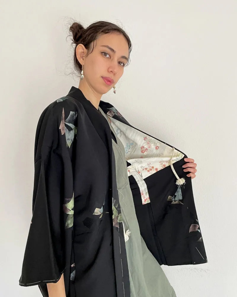 Shine in Black Haori Kimono Jacket