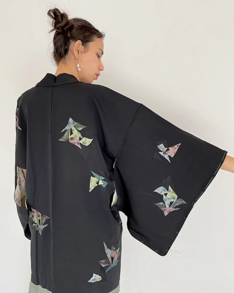 Shine in Black Haori Kimono Jacket