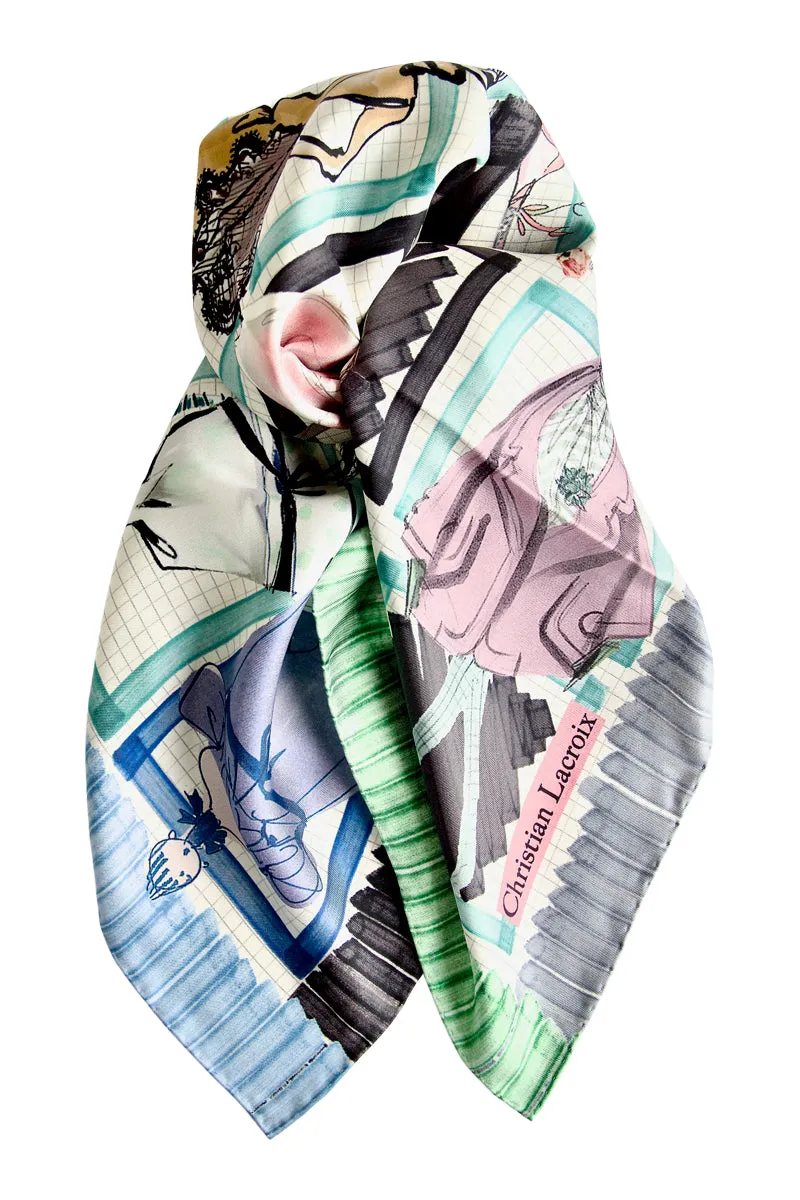 Silk scarf "Shopping Style" Lacroix - black