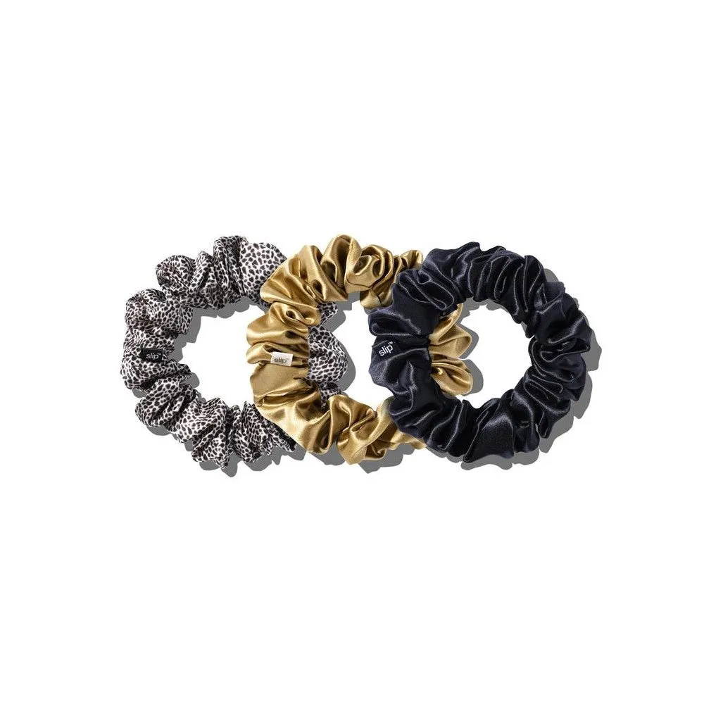 Slip Scrunchies - Black/Gold/Leopard