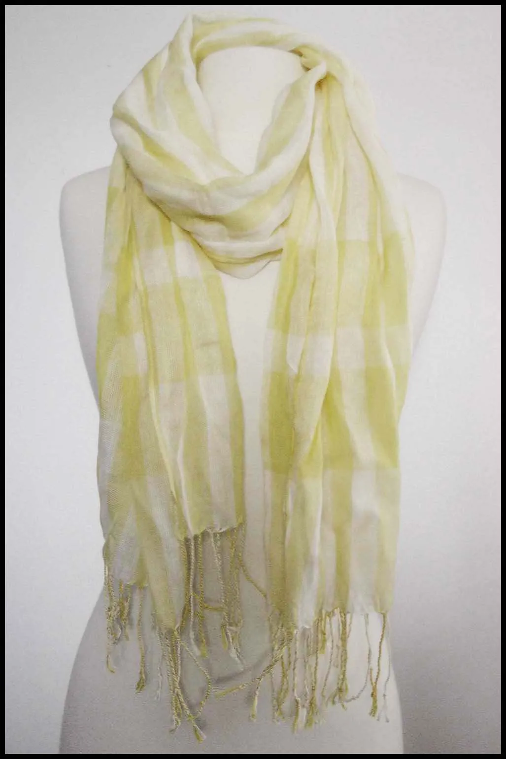 Soft Light Knit Pastel Plaid Scarf