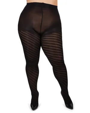 Spiral Opaque Plus Size Curvy Control Top Tights | Black