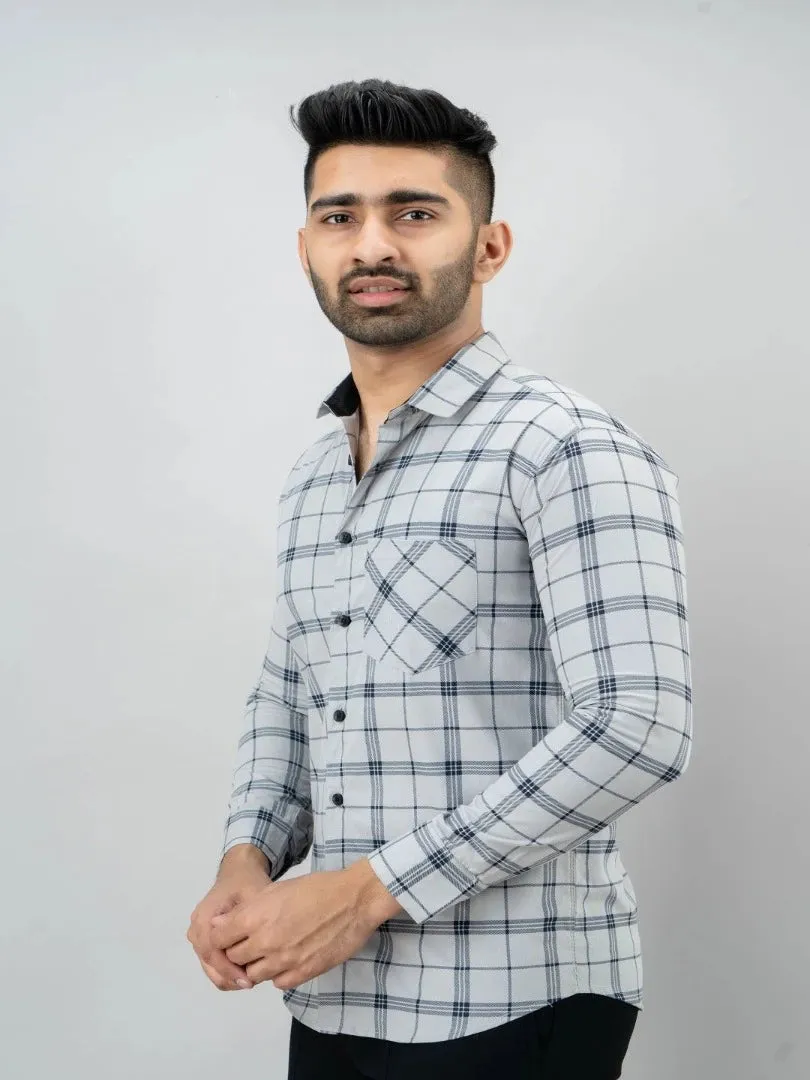 Spread  Checkered Pure Cotton Formal Shirt