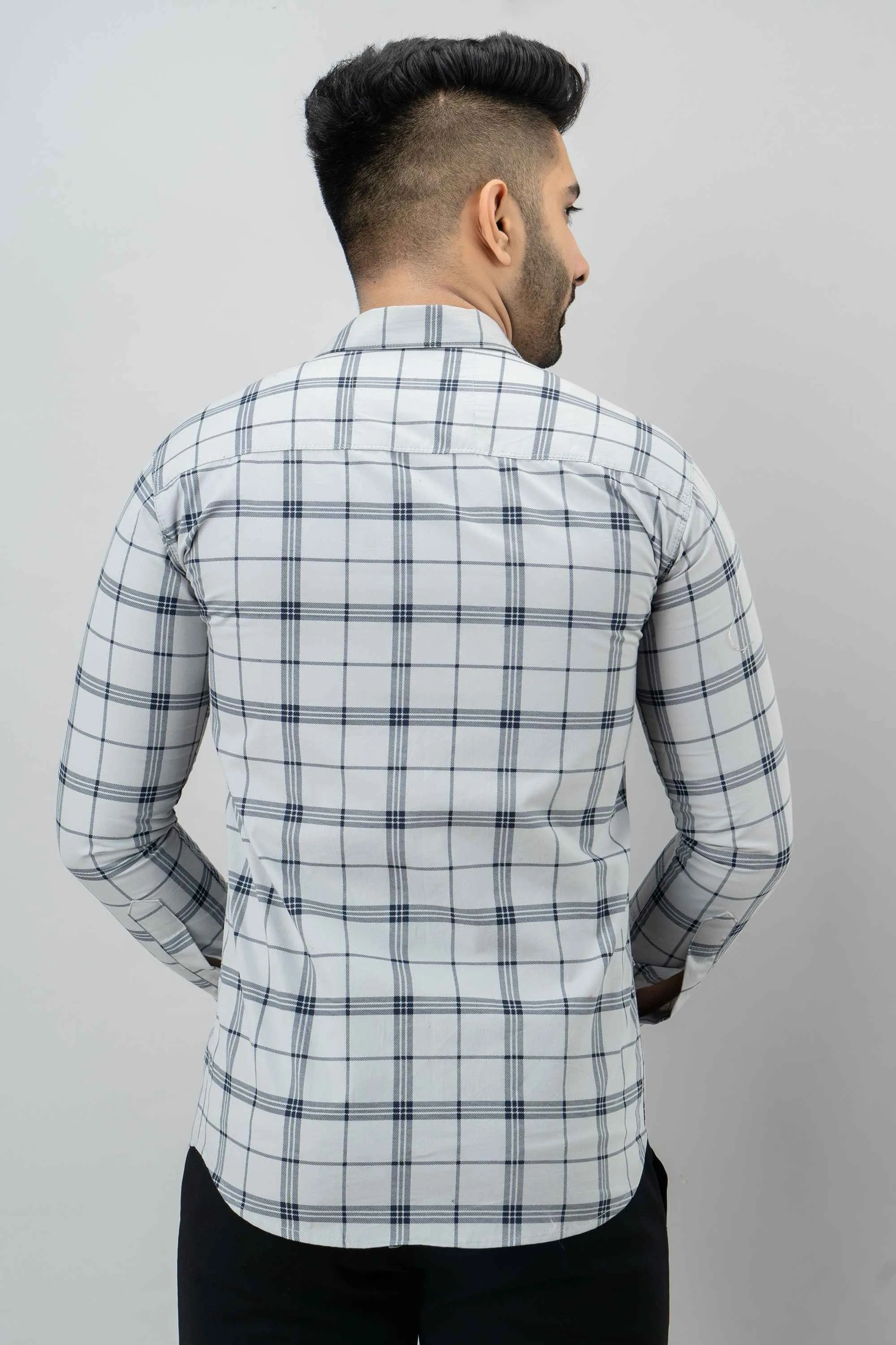 Spread  Checkered Pure Cotton Formal Shirt