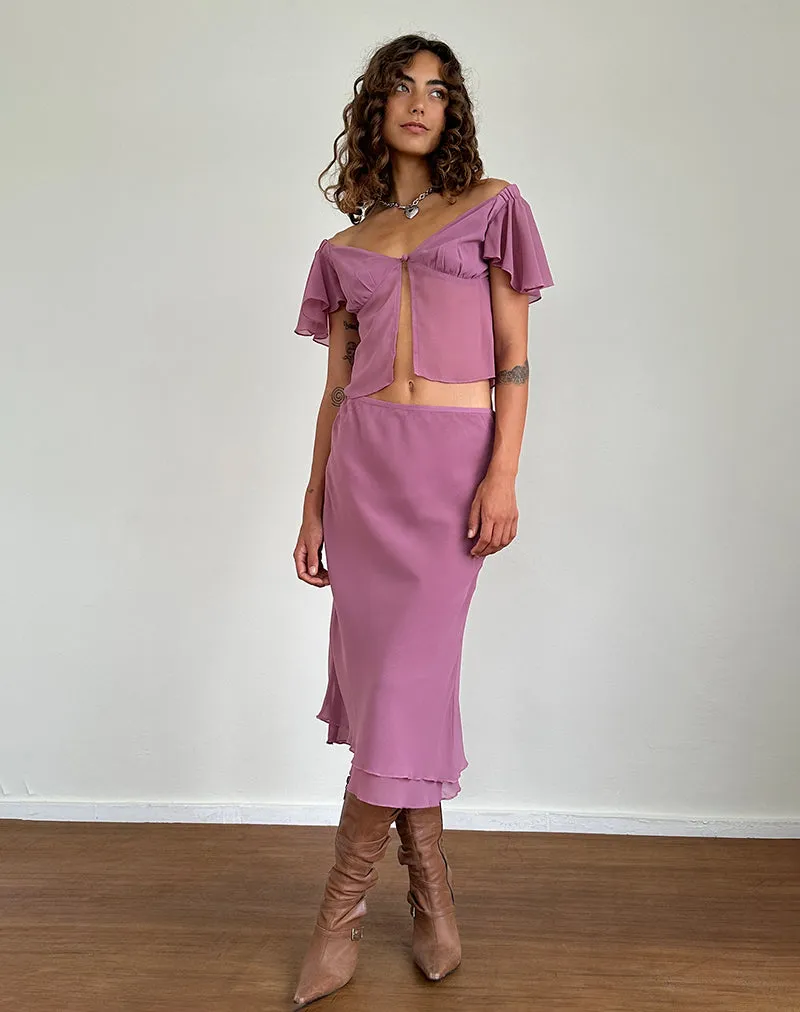 Suharni Midi Skirt in Chiffon Mauve