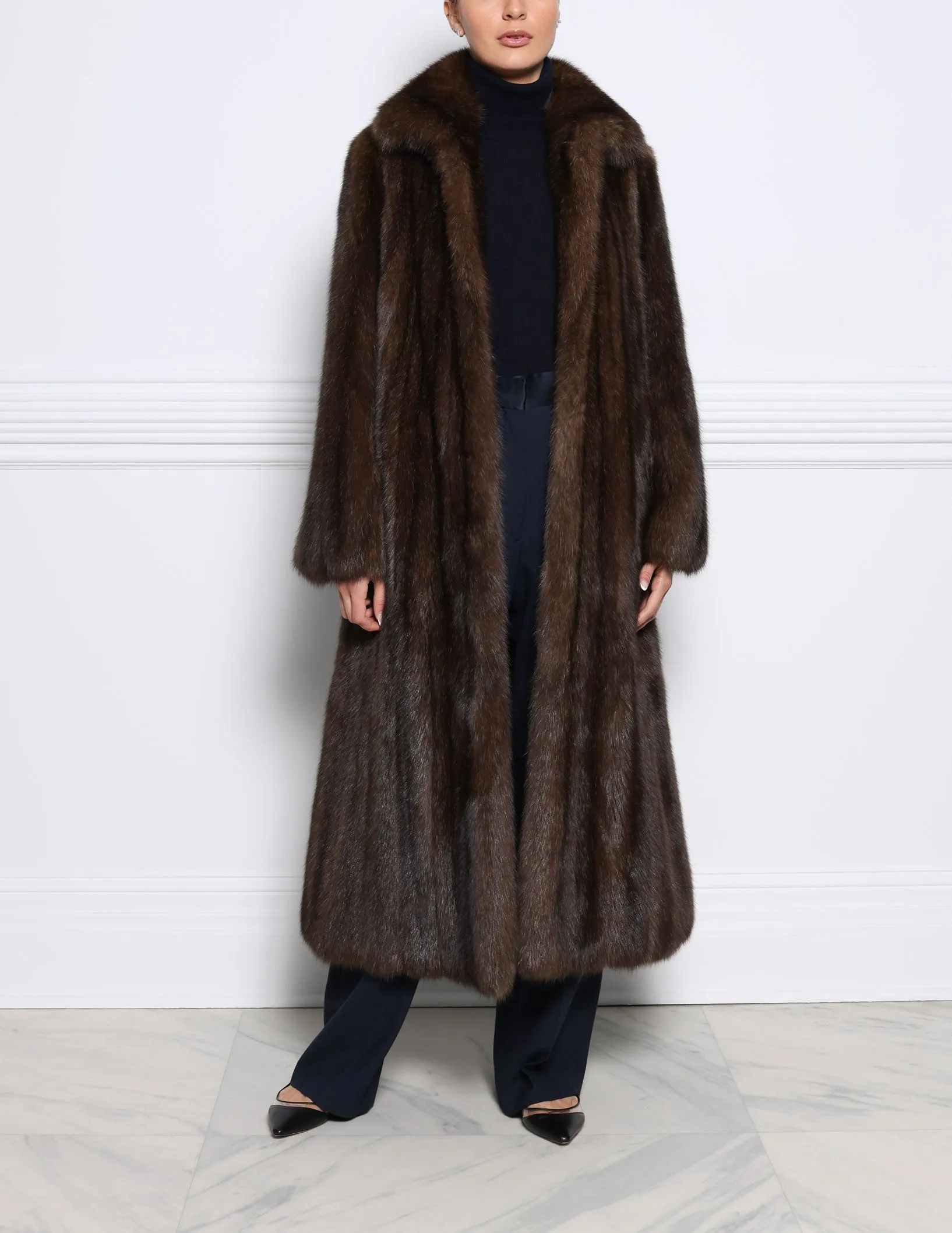 The Fia Russian Sable Fur Flounce Coat