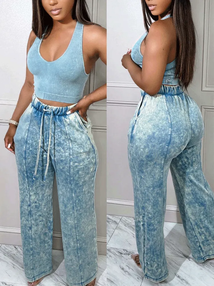 Tie Dye High Waist Straight Pants