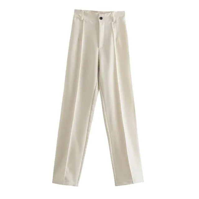 TRAF Straight High Waist Zipper Fly Pants