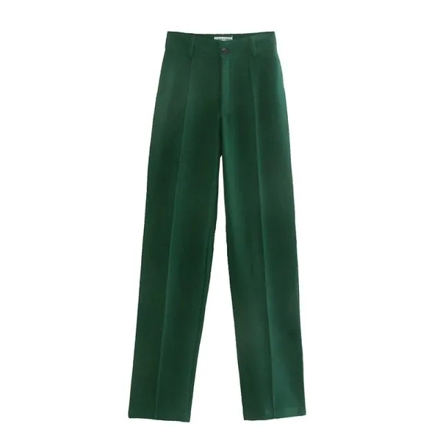 TRAF Straight High Waist Zipper Fly Pants