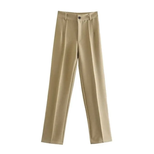 TRAF Straight High Waist Zipper Fly Pants