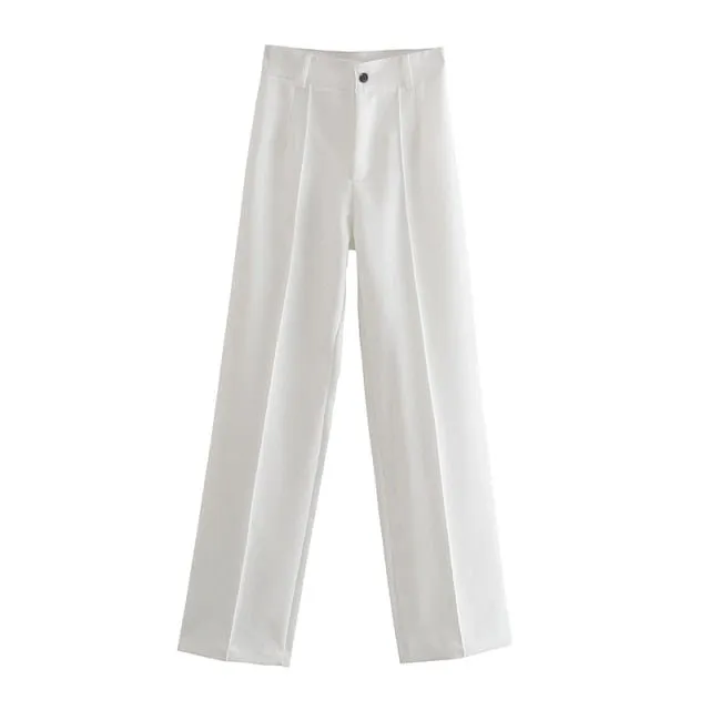 TRAF Straight High Waist Zipper Fly Pants