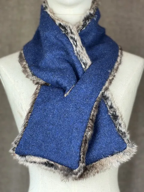 Tweed Scarf -  Marine blue shetland twill