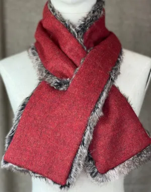 Tweed Scarf -  Warm Red Shetland Twill