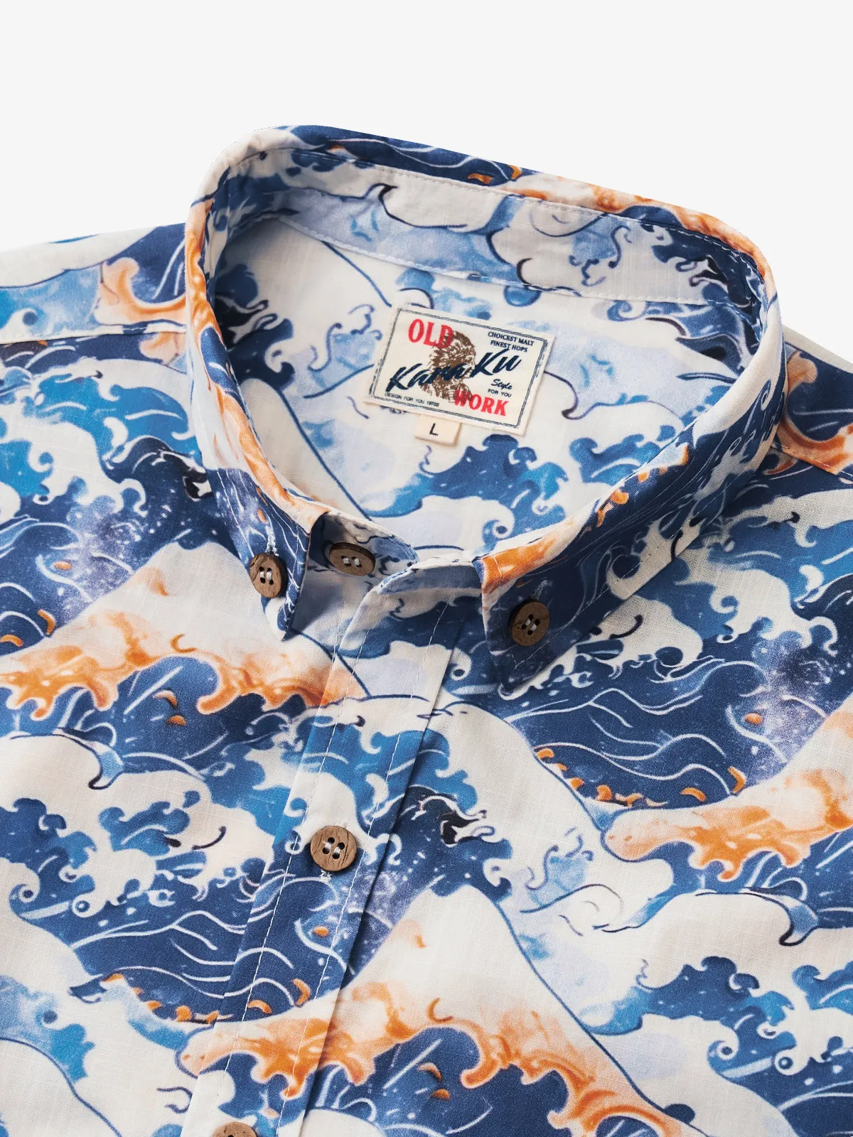 Ukiyo-e Inspired Volcanoes & Waves Cotton Shirt