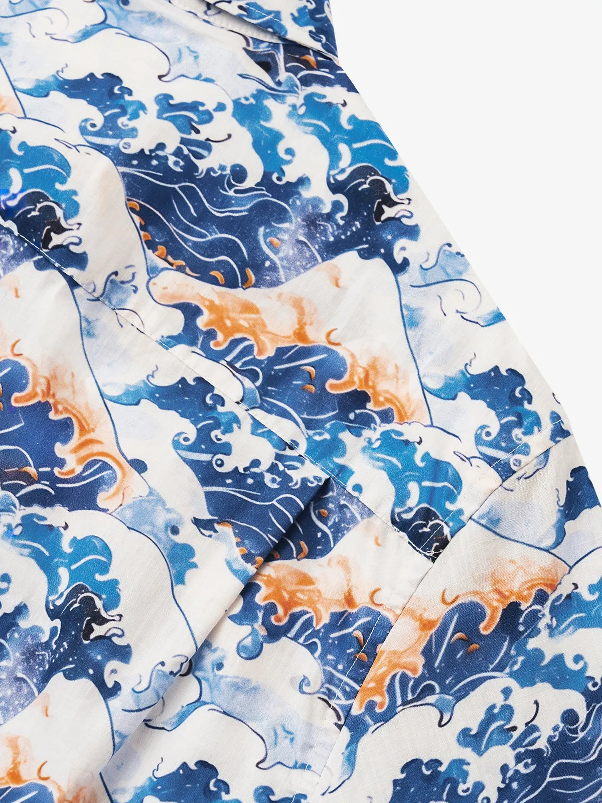 Ukiyo-e Inspired Volcanoes & Waves Cotton Shirt