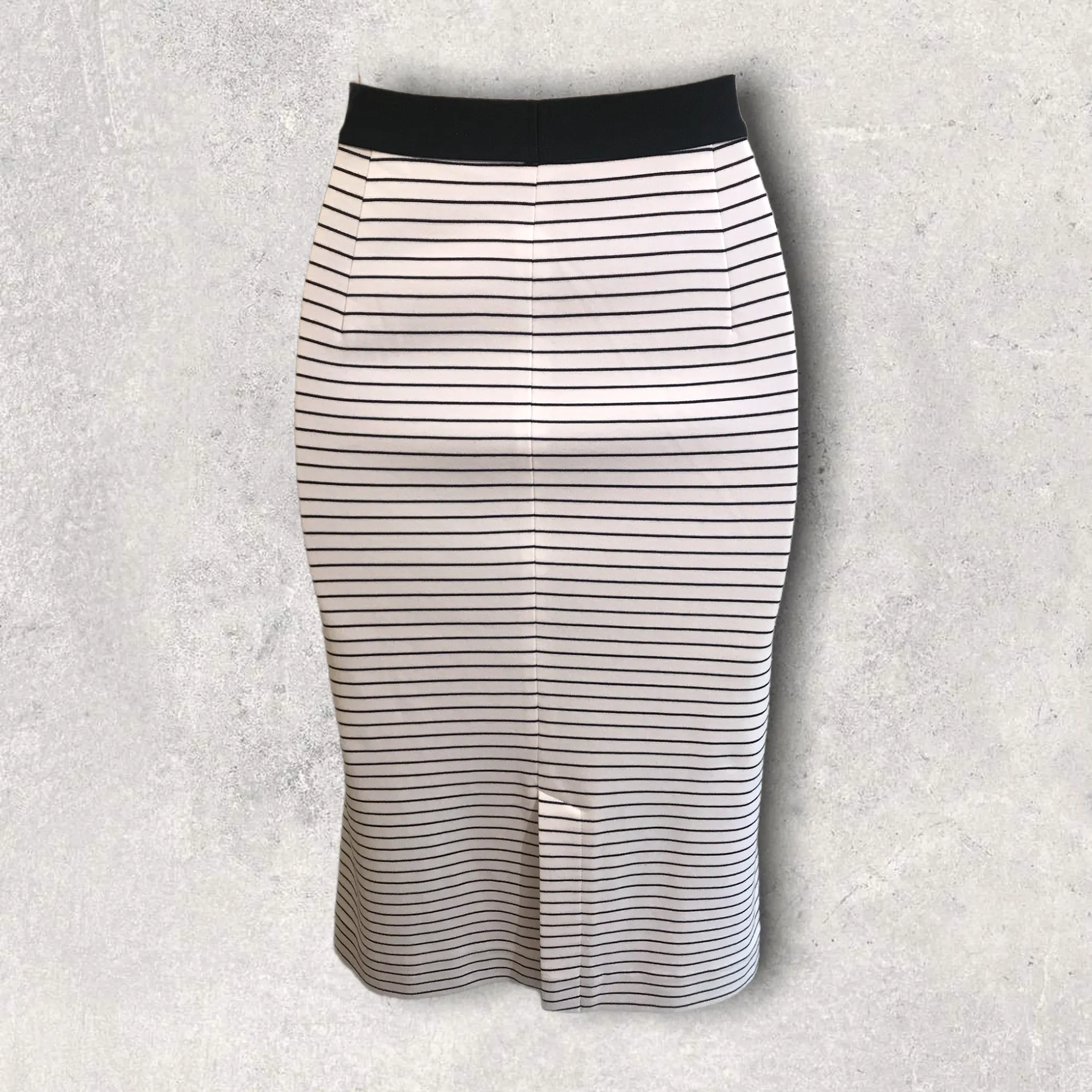 Uniqlo White Black Striped Stretch Pencil Skirt UK 10 EU 38 US 8 IT 42