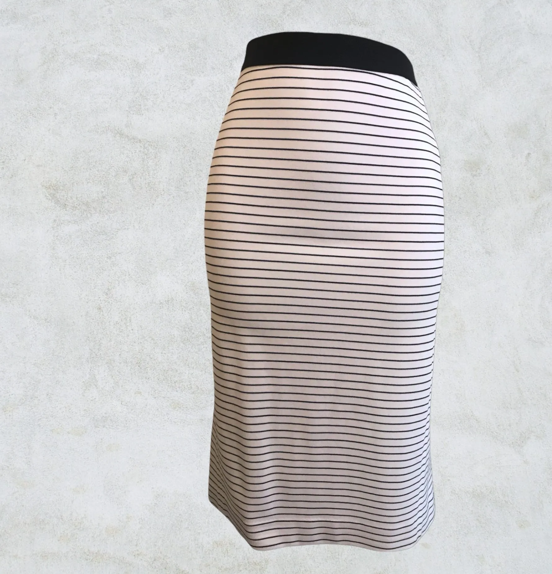 Uniqlo White Black Striped Stretch Pencil Skirt UK 10 EU 38 US 8 IT 42