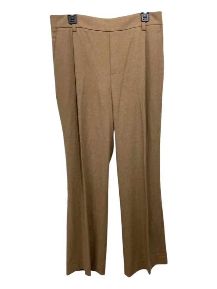 Vince Size L Beige Poly Blend Elastic Waist Trouser High Rise Straight Pants