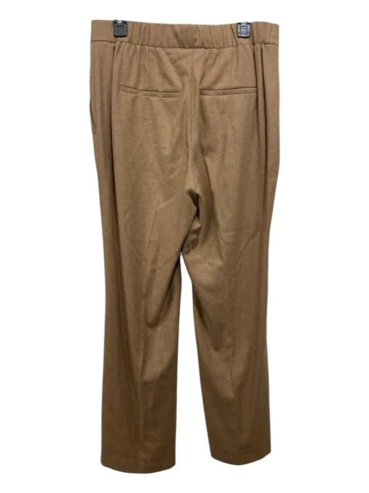 Vince Size L Beige Poly Blend Elastic Waist Trouser High Rise Straight Pants