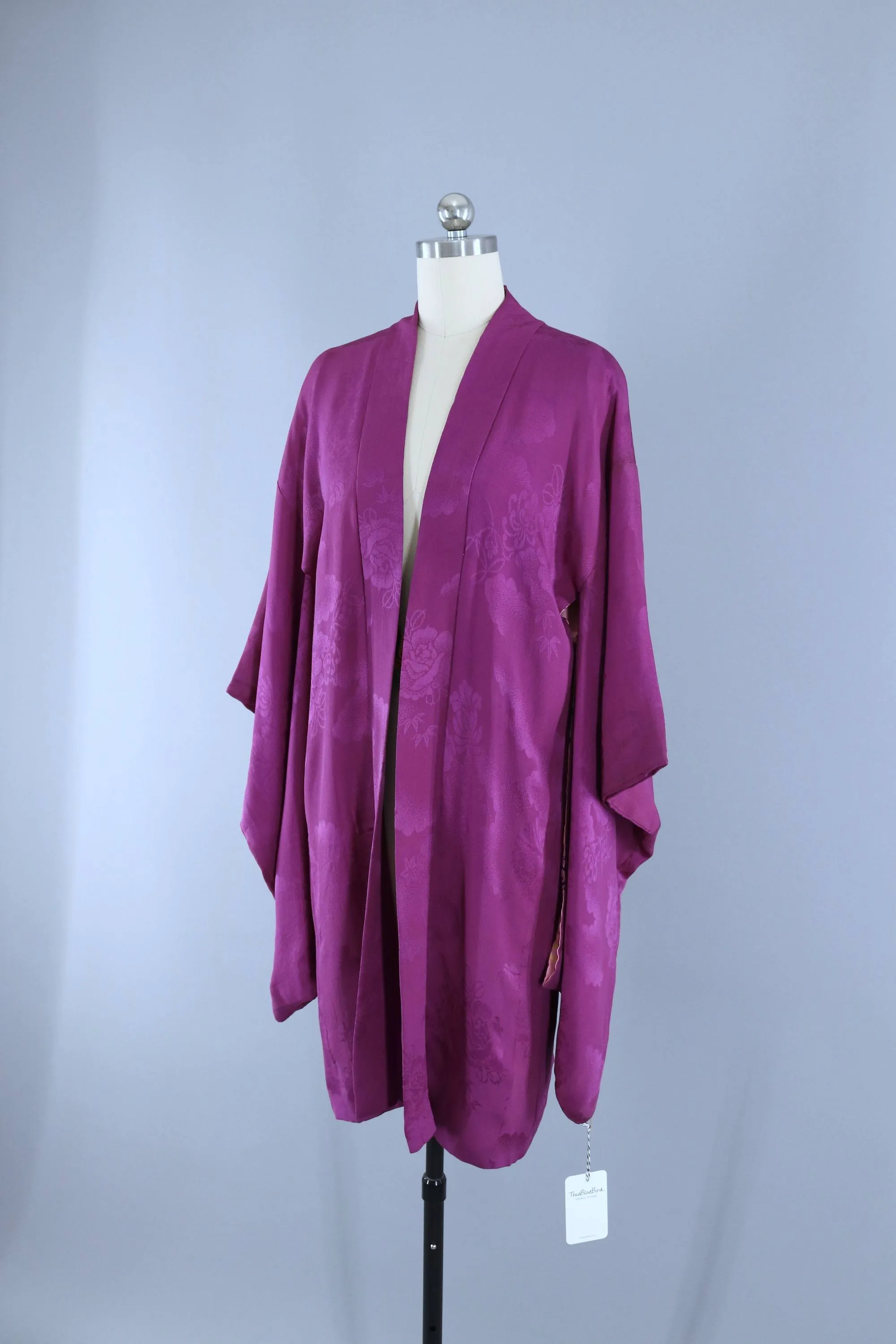 Vintage 1920s 1930s Silk Haori Kimono Jacket Cardigan / Purple