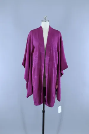 Vintage 1920s 1930s Silk Haori Kimono Jacket Cardigan / Purple