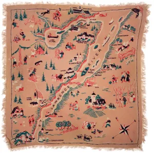 Vintage 1930s Quebec Province Souvenir Scarf Rare Name Anglicisms