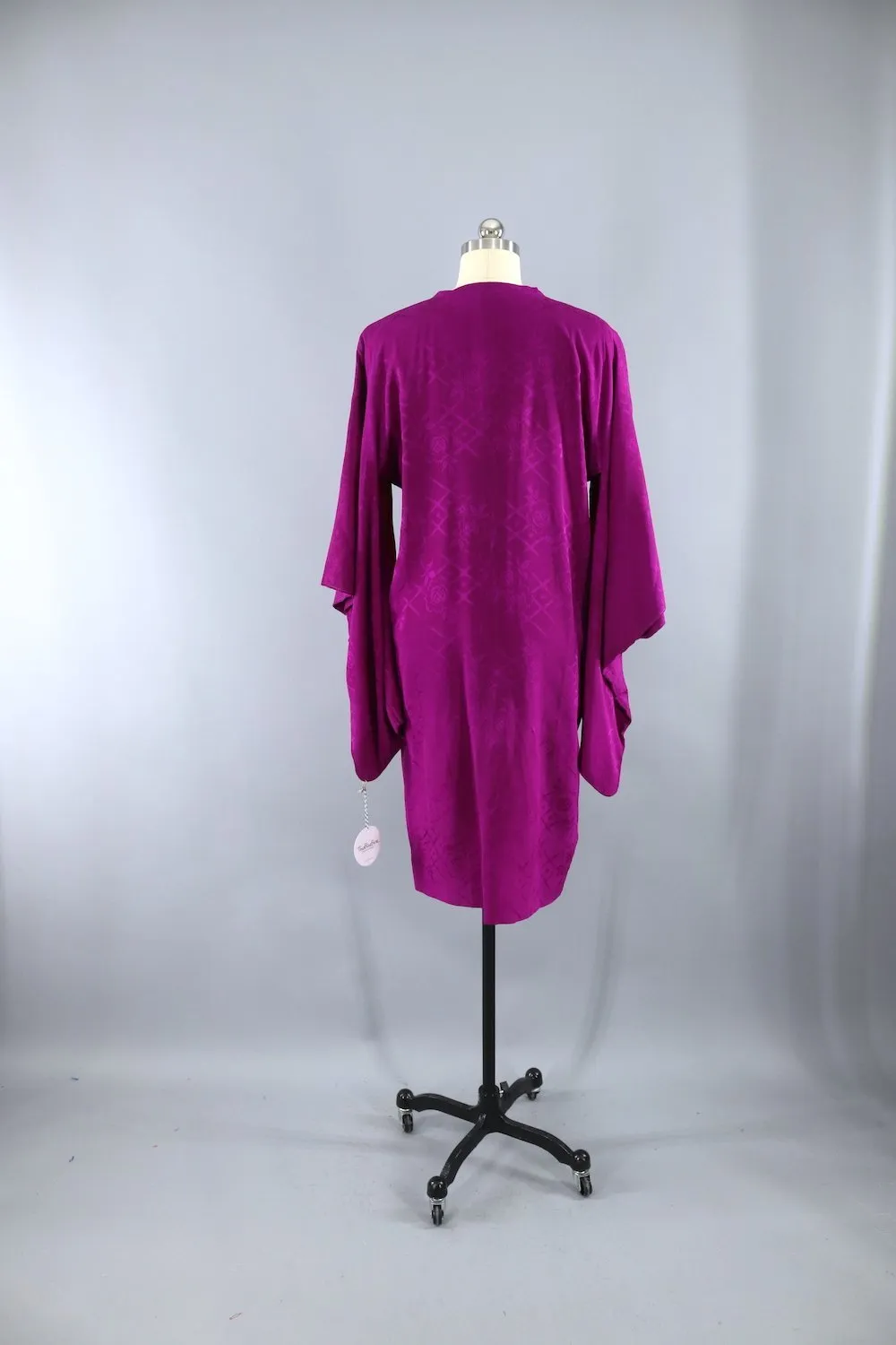 Vintage 1930s Silk Kimono Michiyuki Coat / Bright Magenta Purple