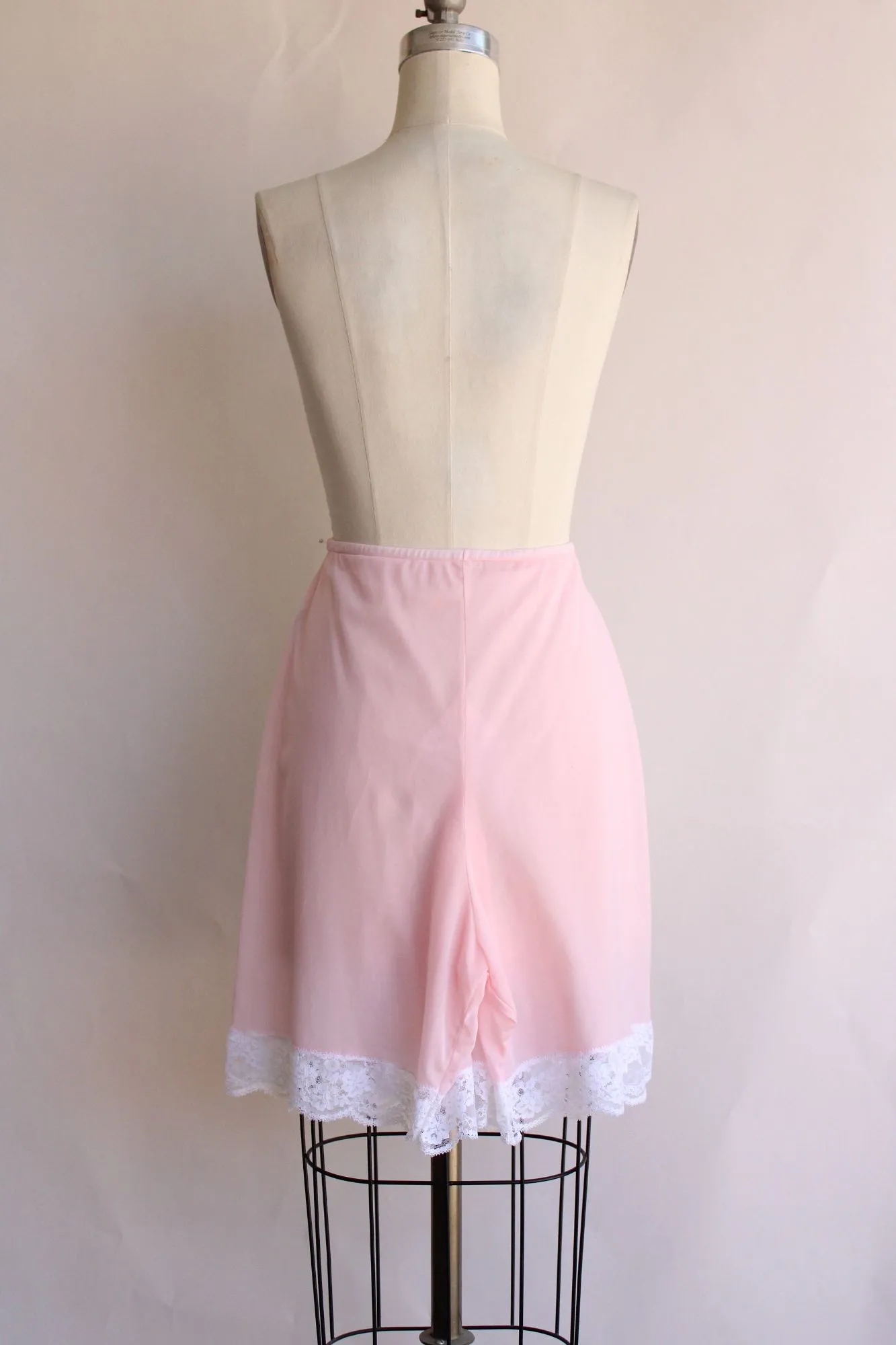 Vintage 1960s 1970s Pink Nylon Panty Slip with Lace Trim