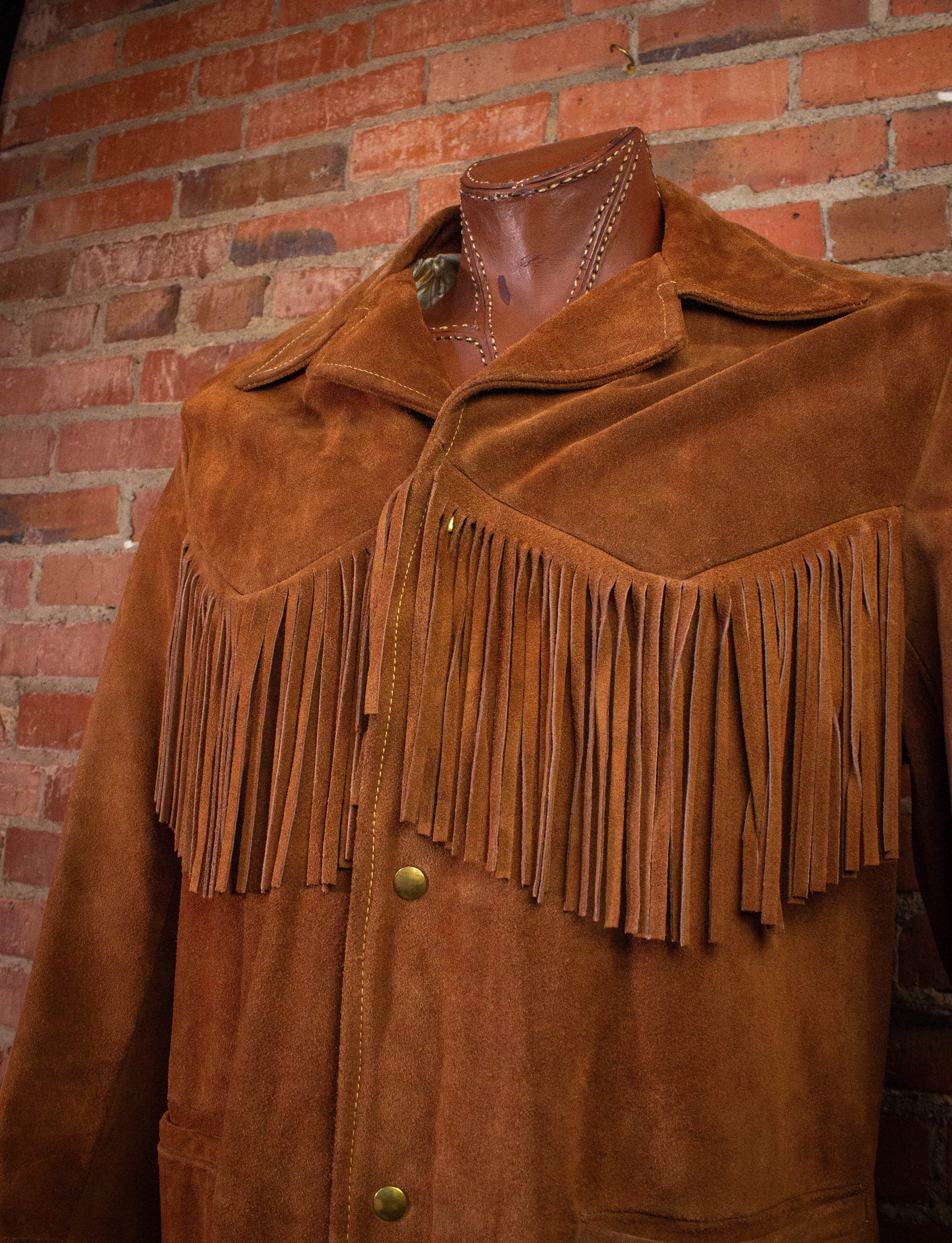 Vintage Deer Wear Suede Fringe Jacket 70s Brown Large