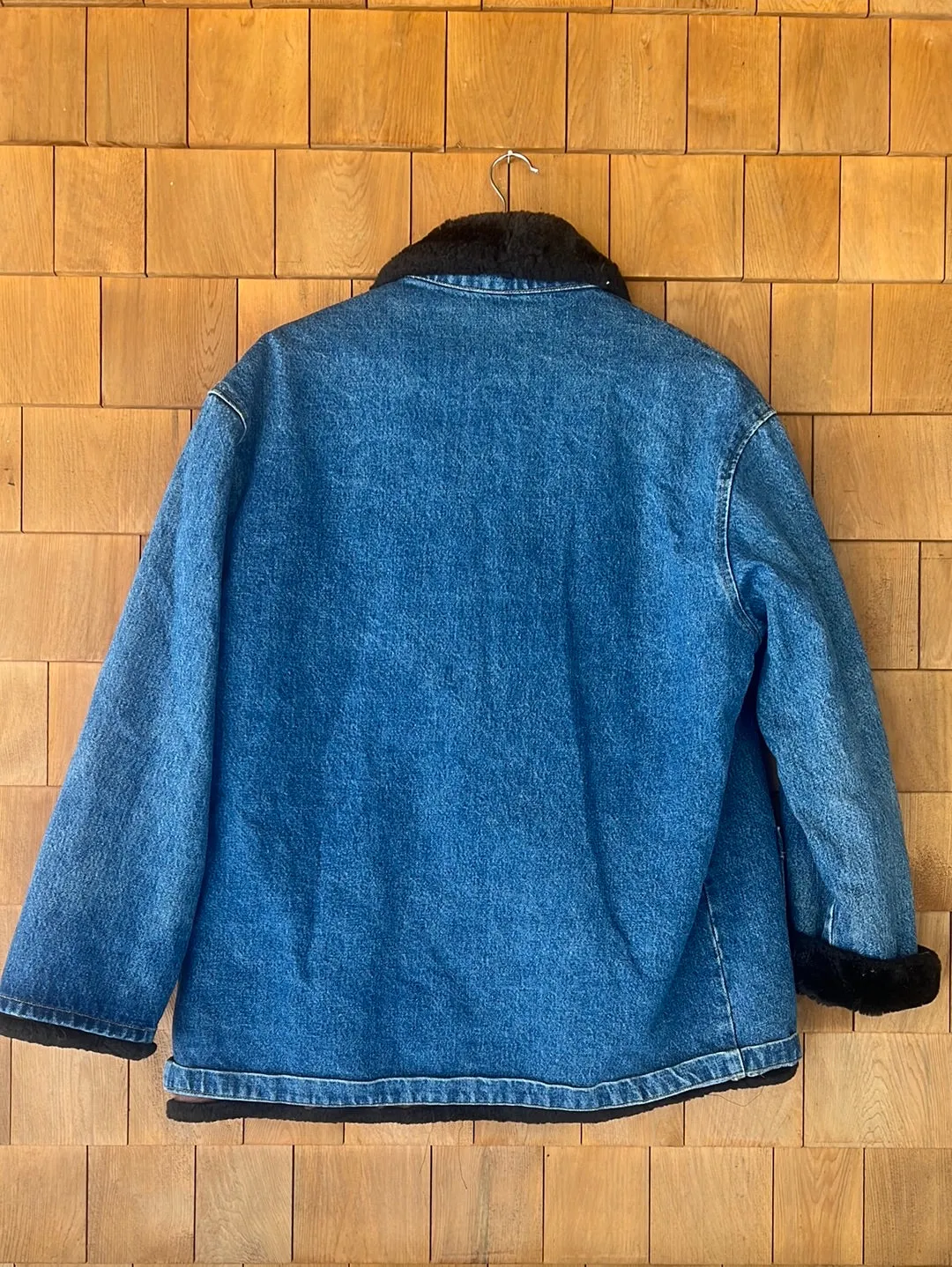 Vintage Faux Fur Lined Denim Chore Coat