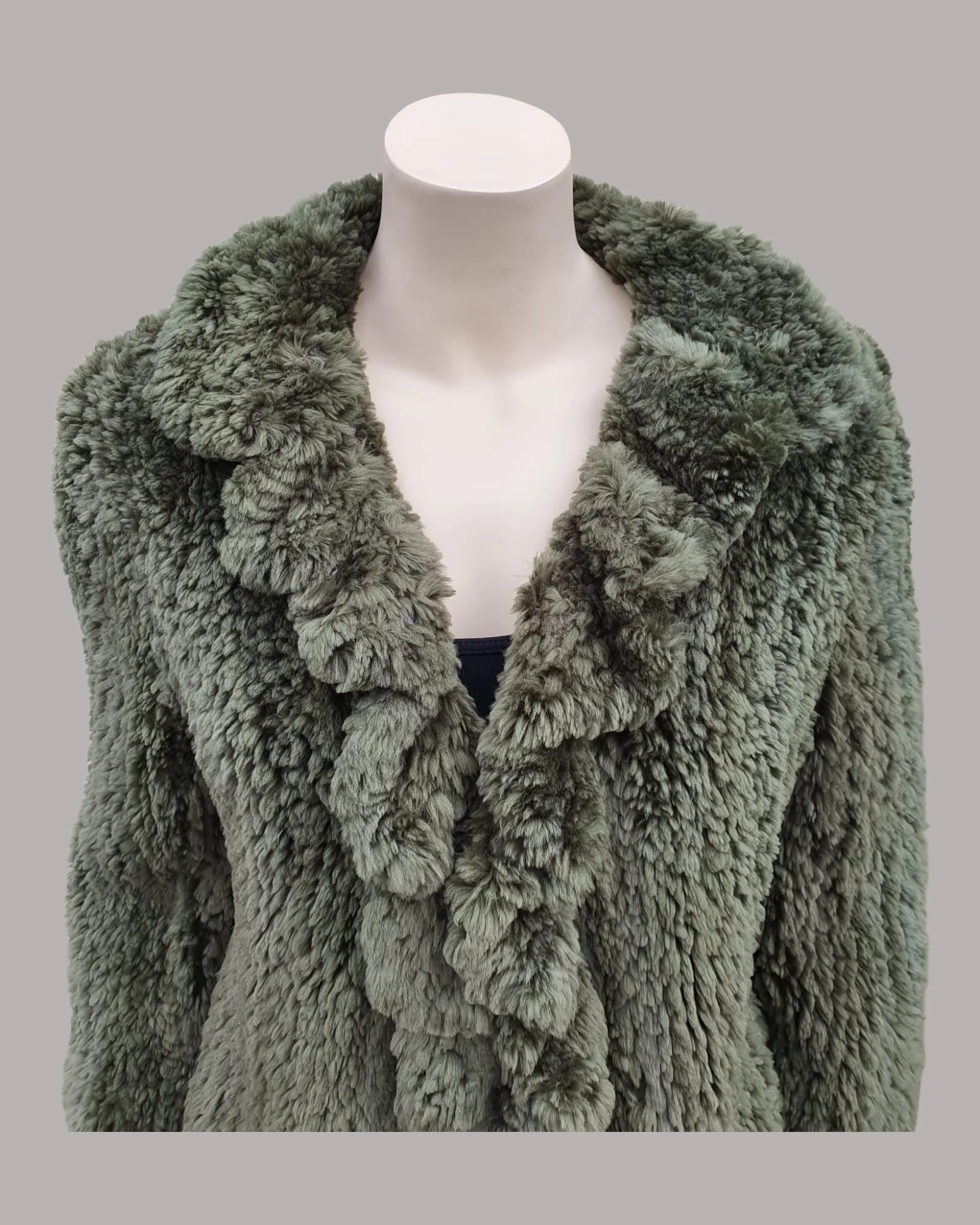 Vintage Green-Dyed Knitted Beaver Fur Sweater -M