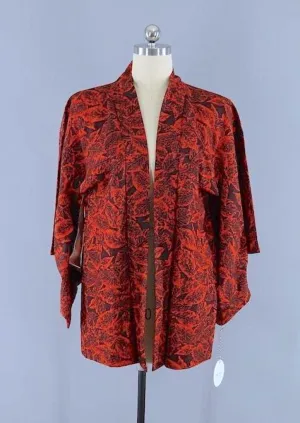 Vintage Red Leaves Kimono Cardigan