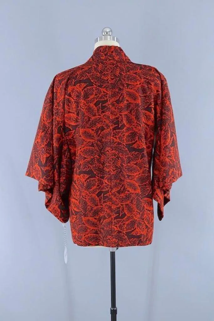 Vintage Red Leaves Kimono Cardigan