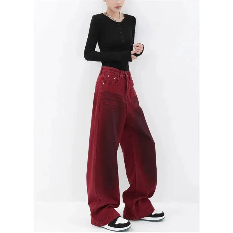 Vintage Y2K Korean Baggy High Waist Wide Leg Jeans