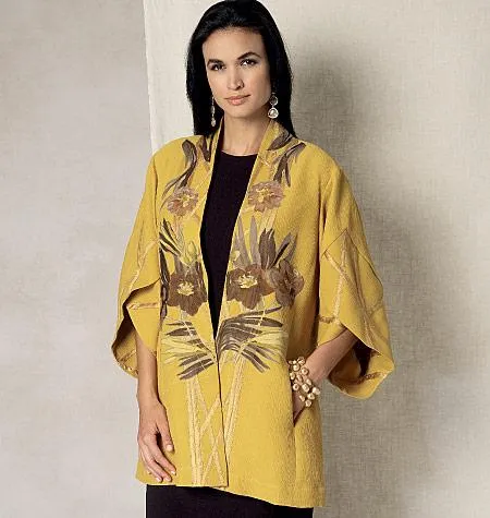 Vogue Pattern V1493 Misses' Tulip Banded-Sleeve Kimono Jacket