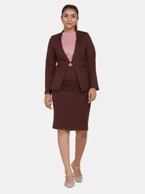 Women's Office Formal Skirt Suit - Chocolate Brown