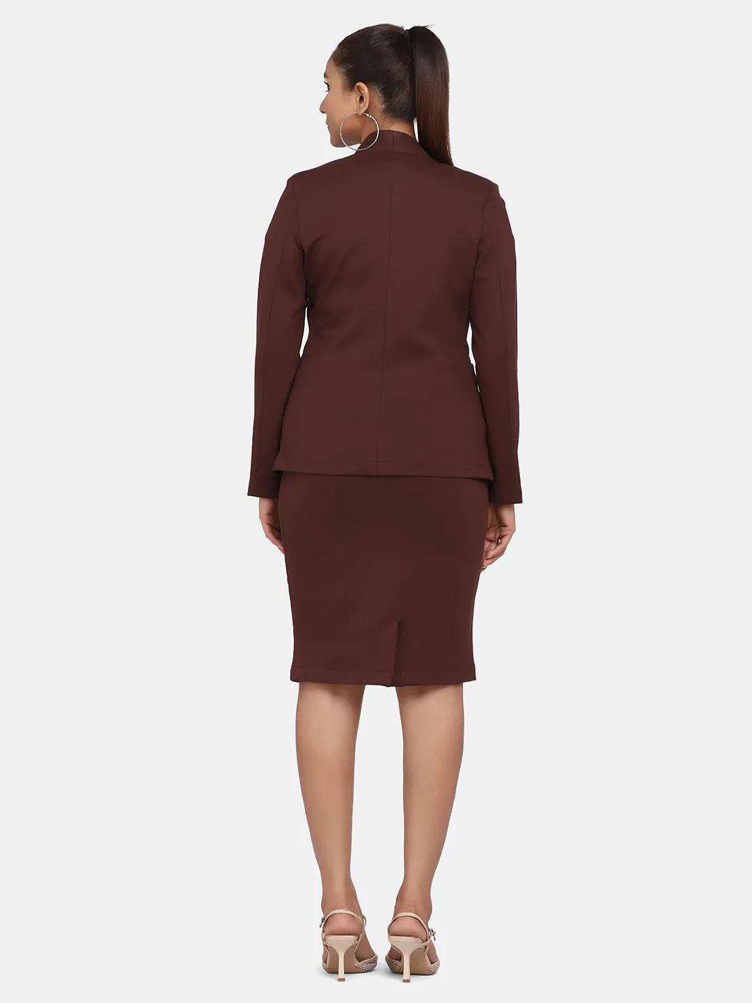 Women's Office Formal Skirt Suit - Chocolate Brown