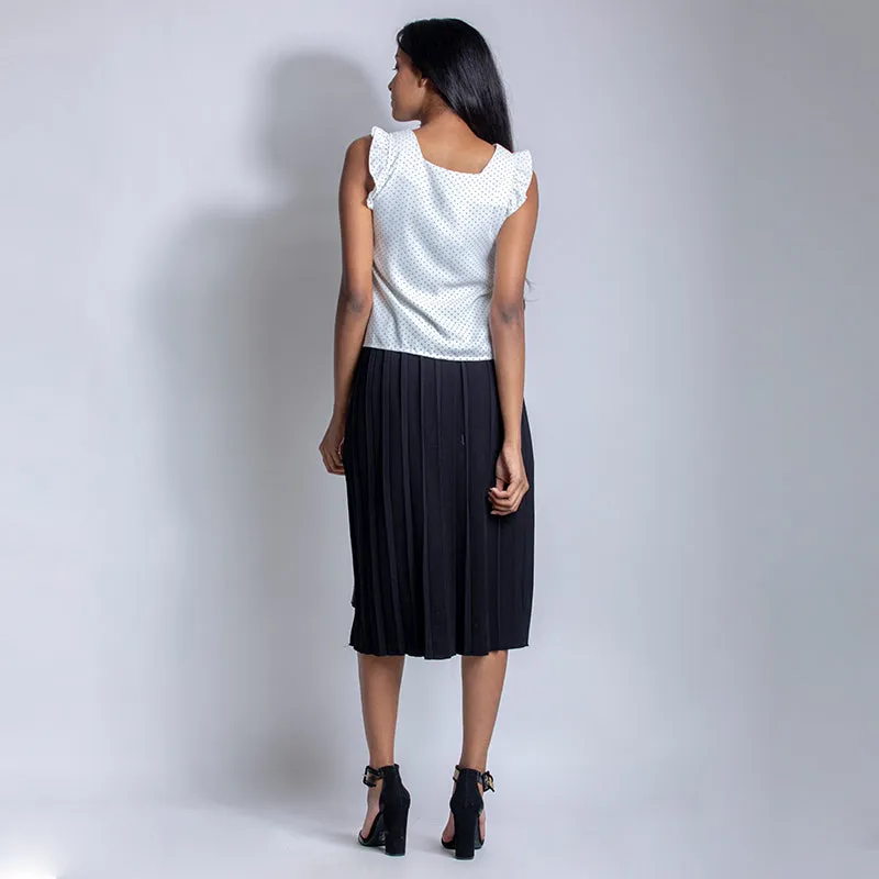 Woolen Asymmetrical Pleated Skirt