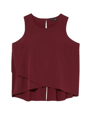 Zaira Sleeveless Tiered Layered Tank | Burgundy